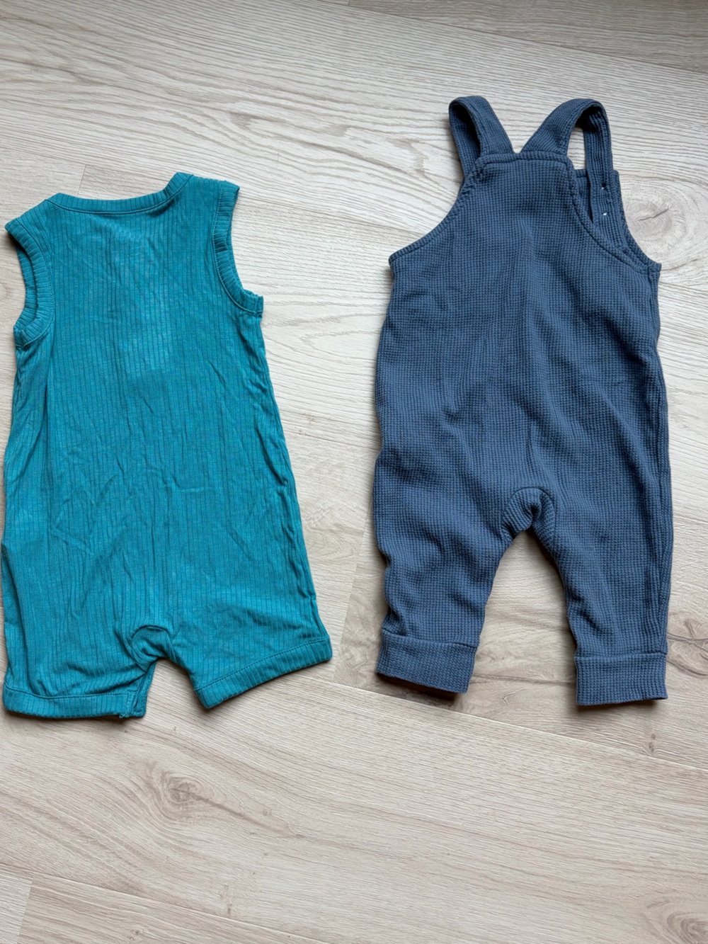 Carter's Blue and Teal Ribbed One-Piece Rompers - Picture 2 of 5